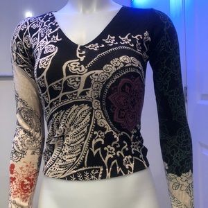 Fine knit Etro deep V pullover sweater